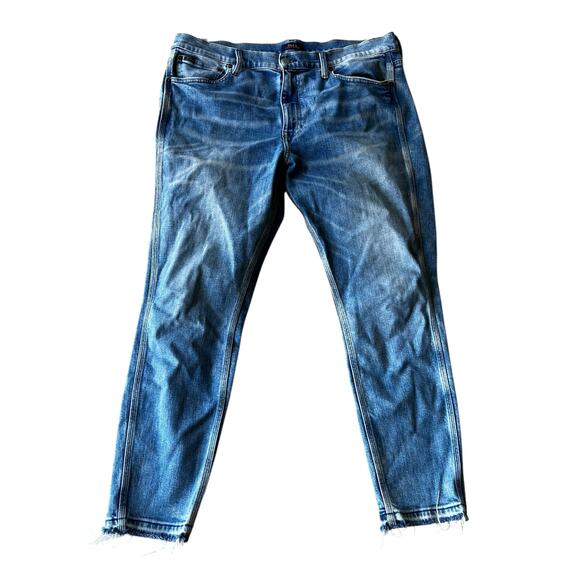 RALPH LAUREN POLO distressed raw Hem thrashed denim grunge blue jeans plus sz 16 - Picture 1 of 10